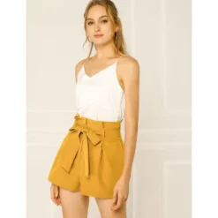 Allegra K Women's High Waist Bow Tie Short Paper Bag Shorts -Allegra K GUEST d68eabba 7258 4f67 a94b 793c74475163