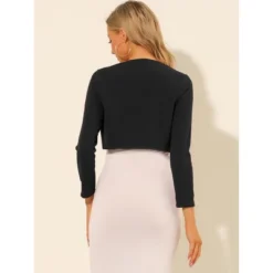 Allegra K Women's Elegant Long Sleeve Floral Lace Panel Knit Crop Cardigan Shrug -Allegra K GUEST d6bf4dbe 834b 41f5 90c9 db3567a2d2cf