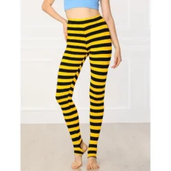 Allegra K Women's Printed High Waist Elastic Waistband Yoga Stirrup Pants