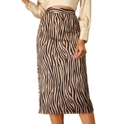 Allegra K Women's Zebra Animal Print High Waist Side Slit A-Line Midi Skirt -Allegra K GUEST d6ed7fe0 07ce 4021 ae7a f6435ed1791f