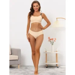 Allegra K Women's Wireless Pullover U Neck No Show Smooth Stretch Bra And Panty Set -Allegra K GUEST d717cce5 4e1b 4f77 8cb2 a31c0fa91553