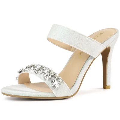 Allegra K Women's Glitter Rhinestone Stiletto Heels Sandals 8 Allegra K Women's Glitter Rhinestone Stiletto Heels Sandals - Image 8