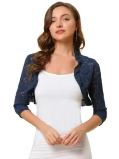 Allegra K Women's Elegant Ruffle Collar Sheer Floral Lace Crop Shrug -Allegra K GUEST d7a4a021 39a0 41be a68f 7aa8181fc1d5