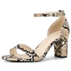 Allegra K Women's Snakeskin Chunky Heels Ankle Strap Sandals -Allegra K GUEST d90bed44 297e 4e87 8bd0 e68283e8f549