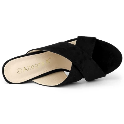 Allegra K Women's Crisscross Strap Block Heel Slide Sandals 4 Allegra K Women's Crisscross Strap Block Heel Slide Sandals - Image 4