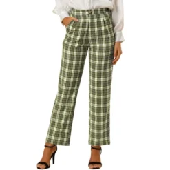 Allegra K Women's Plaid Elastic Waist Casual Work Office Long Trousers -Allegra K GUEST d9e7abcd 1ce1 4e6d 8d94 6fa56a89575a