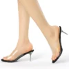 Allegra K Women's Clear Strap Stiletto Slide Heels Sandals