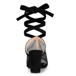 Allegra K Women's Mesh Block Heel Lace Up Sandals -Allegra K GUEST dac55273 d3b7 409f 9a55 71eb97657d9c