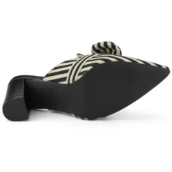 Allegra K Women's Stripe Bow Pointed Toe Block Heel Mules -Allegra K GUEST dace4409 904d 4d36 ae9b 0d8d0927eddc