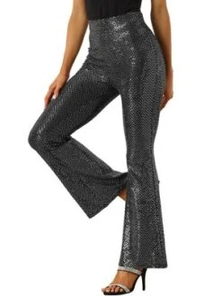 Allegra K Sequin Pants For Women's Sparkle Bell Bottoms Stretch Shiny Flare Pants 9 Allegra K Sequin Pants For Women's Sparkle Bell Bottoms Stretch Shiny Flare Pants -Allegra K GUEST dd260e3b 615e 4236 8e98 5dc6591f586d