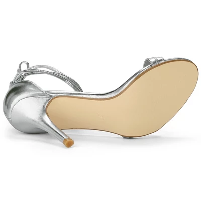 Allegra K Women's Open Toe Lace Up Stiletto Heels Sandals 5 Allegra K Women's Open Toe Lace Up Stiletto Heels Sandals - Image 5