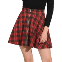 Allegra K Women's Plaid A-Line Zip Up High Waisted Skater Skirt -Allegra K GUEST dd526fdd 5741 47bb aac4 cf493c87f968