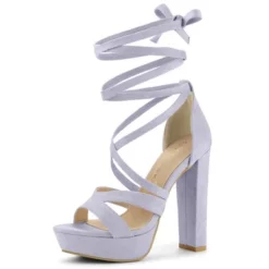 Allegra K Women's Lace Up Platform Chunky High Heels Sandals -Allegra K GUEST dd56736a 8bdf 4449 abcb ce23d927a3a7