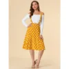 Allegra K Women's Vintage Polka Dots Midi Floral Suspender Skirt