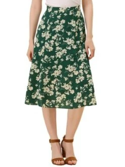 Allegra K Women's Print Peasant Elastic Waist A-Line Midi Skirts -Allegra K GUEST ddbe78ea 995e 4d32 a711 42238d3582b9