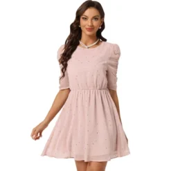 Allegra K Women's Gilding Metallic Stars Ruched Short Sleeve A-Line Mini Dress -Allegra K GUEST de4d384e 35ba 4d7a bef1 2a7b15691505