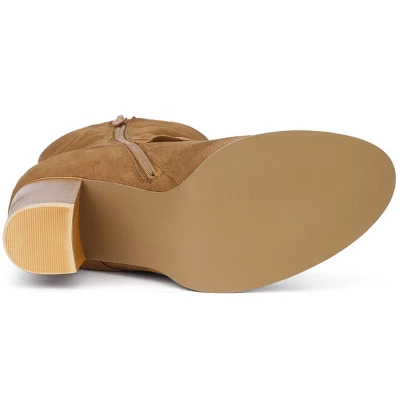 Allegra K Women's Casual Chunky Heel Ankle Boots 5 Allegra K Women's Casual Chunky Heel Ankle Boots - Image 5