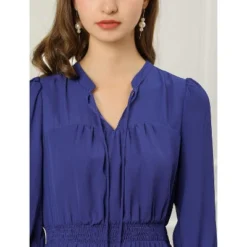 Allegra K Women's Ruffle Hem 3/4 Sleeve A-Line Smocked Short Chiffon Dress -Allegra K GUEST deba1afa 08f5 412a a19c 3de99d6bb6db