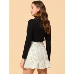 Allegra K Women's Plaid Skirts Ruffle Hem Button Decor Tweed Mini Skirt -Allegra K GUEST ded56b6b 6236 4df4 91a5 9063cce6edb3