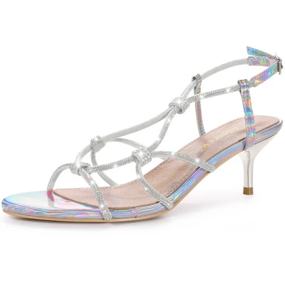 Allegra K Women's Rhinestone Strappy Slingback Stiletto Heel Sandals 7 Allegra K Women's Rhinestone Strappy Slingback Stiletto Heel Sandals - Image 7