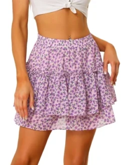 Allegra K Women's Summer Floral Tiered Ruffle Skirts Cute Mini Skirt -Allegra K GUEST df3e5577 12d0 49da a472 b4717d513039