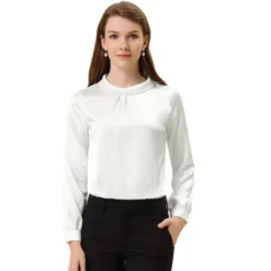 Allegra K Women's Ruched Long Sleeve Office Work Satin Blouses -Allegra K GUEST df9c1fad 96f2 42a0 984f 4817f223e275