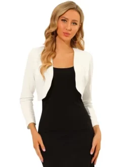 Allegra K Women's Elegant Long Sleeve Floral Lace Panel Knit Crop Cardigan Shrug -Allegra K GUEST e0189e7e de14 4887 b74d 3788a2302b93