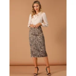 Allegra K Women's Zebra Animal Print High Waist Side Slit A-Line Midi Skirt -Allegra K GUEST e090f148 afbc 4ff3 913b 7d111a221557