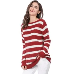Allegra K Women Long Sleeves Drop Shoulder Loose Striped Sweater -Allegra K GUEST e0d5fd4e 3e99 487b af2c 93e6d7a38568