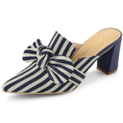 Allegra K Women's Stripe Bow Pointed Toe Block Heel Mules -Allegra K GUEST e1165f7c 014c 4cd1 abc7 3aa0ee5516dd