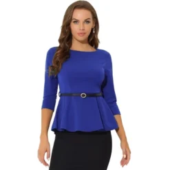 Allegra K Women's 3/4 Sleeve Belted Elegant Business Work Peplum Top -Allegra K GUEST e1427e4e ed23 44f0 85f5 38929afe01f6