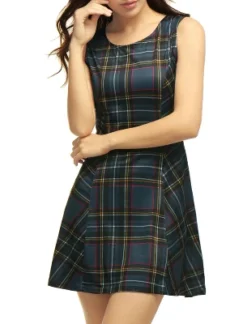 Allegra K Women's Summer Plaid Dresses Mini A-Line Sleeveless Fit And Flare Dress -Allegra K GUEST e21f598a 7475 4361 b940 e14e07fe8a6c