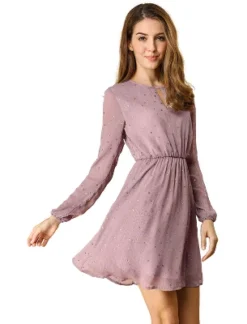 Allegra K Women's Choker V Neck Vintage Flared Gilding Metallic Shiny Star A-Line Dress -Allegra K GUEST e2c56ae5 b4fd 4bab 8375 ba9172210468