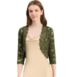 Allegra K Women's Elegant 3/4 Sleeve Sheer Floral Lace Shrug -Allegra K GUEST e2d297be 5a16 42c7 a897 19416fee4a95