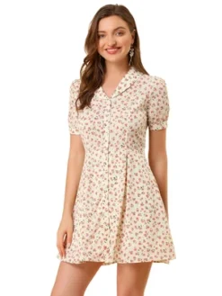 Allegra K Women's V Neck Short Sleeve Button Front Summer Floral Shirt Dresses -Allegra K GUEST e2e1fb17 45c2 4371 9669 4f0701a62b36
