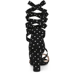Allegra K Women's Polka Dots Lace Up Chunky Heels Sandals -Allegra K GUEST e315a6ae 1a6a 4b4d 91e5 28806f5e585d