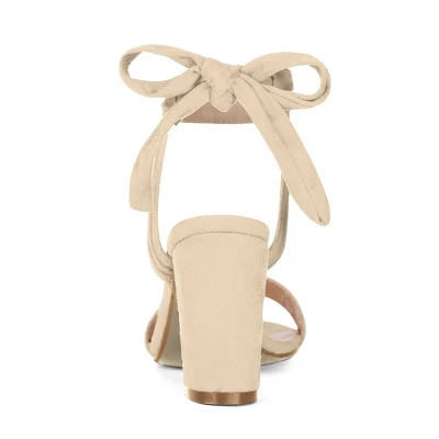 Allegra K Women's Open Toe Ankle Tie Back Chunky Heel Sandals 2 Allegra K Women's Open Toe Ankle Tie Back Chunky Heel Sandals - Image 2