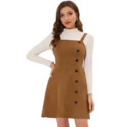 Allegra K Women's Faux Suede Button Decor A-Line Mini Overall Dress -Allegra K GUEST e39bcef4 bb17 4310 9f11 6c350351cc79