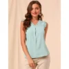 Allegra K Women's Ruffled Sleeveless Work Business Vintage Blouses