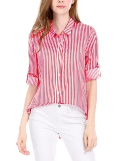 Allegra K Women's Striped Button Down Roll-up Long Sleeves Point Collar Shirt -Allegra K GUEST e3bf2f14 749b 4b05 86f4 33fe2cf57f10