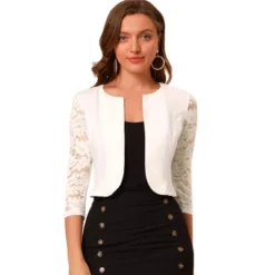 Allegra K Women's Lace Long Sleeve Shrug Cardigan -Allegra K GUEST e3f1b6f8 eca5 4e60 9202 26552403c019