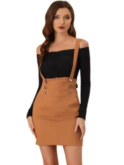 Allegra K Women's Button Decor High Waist Straight Braces Suspender Skirt -Allegra K GUEST e406e985 b3c6 4053 9d29 0739e833af53