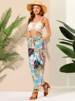 Allegra K Women's Floral Casual Elastic Waist Wide Leg Tropical Trouser 9 Allegra K Women's Floral Casual Elastic Waist Wide Leg Tropical Trouser -Allegra K GUEST e416053d 8bad 484c 89ef 34377b996f0a