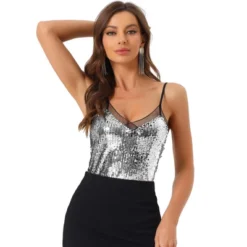 Allegra K Women's Sequin Sparkle Mesh Panel Sleeveless Party Club Cami Top 19 Allegra K Women's Sequin Sparkle Mesh Panel Sleeveless Party Club Cami Top -Allegra K GUEST e46b58d2 a007 4f28 8f25 a735359c8af2