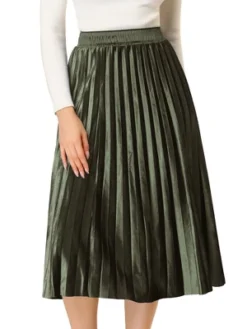 Allegra K Women's Accordion Swing Metallic Party Midi Pleated Skirt -Allegra K GUEST e4996152 5d27 4f46 a98e 3db059b2fe73