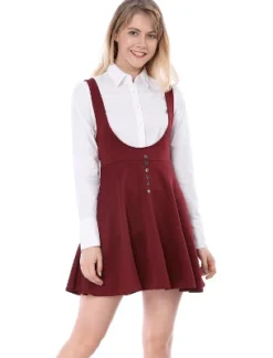 Allegra K Women's Button Overalls Pinafore Suspenders Skirt -Allegra K GUEST e4e922da 32d1 4359 ad87 b31713744a20