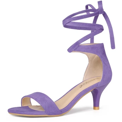 Allegra K Women's Kitten Heel Lace Up Sandals 11 Allegra K Women's Kitten Heel Lace Up Sandals - Image 11