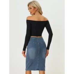 Allegra K Women's High Waist Split Hem Casual Denim Pencil Skirt -Allegra K GUEST e626bd77 34bc 4621 a74e 1c5bacd0008c