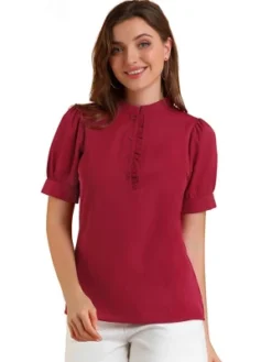 Allegra K Women's Work Office Half Placket Ruffled Puff Sleeve Blouse 25 Allegra K Women's Work Office Half Placket Ruffled Puff Sleeve Blouse -Allegra K GUEST e6aace36 d435 4718 8ef7 efb4af2ba875
