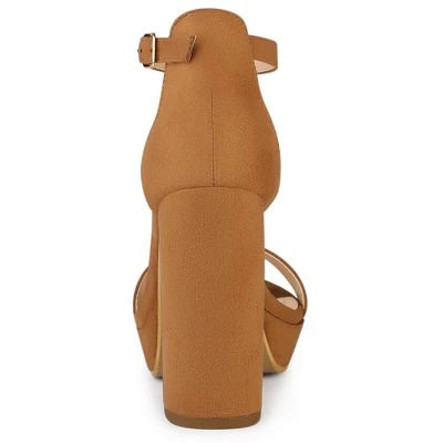 Allegra K Women's Ankle Strap Platform Chunky Heels 2 Allegra K Women's Ankle Strap Platform Chunky Heels - Image 2